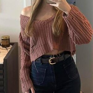 Forever 21 cropped off-shoulder knit sweater